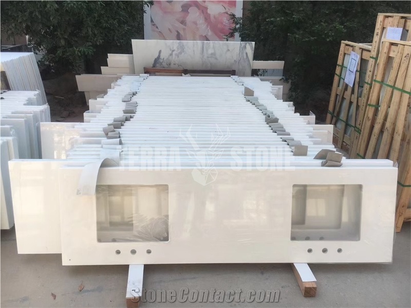 Nano Crystallized Glass Stone Double Sink Vanity Tops
