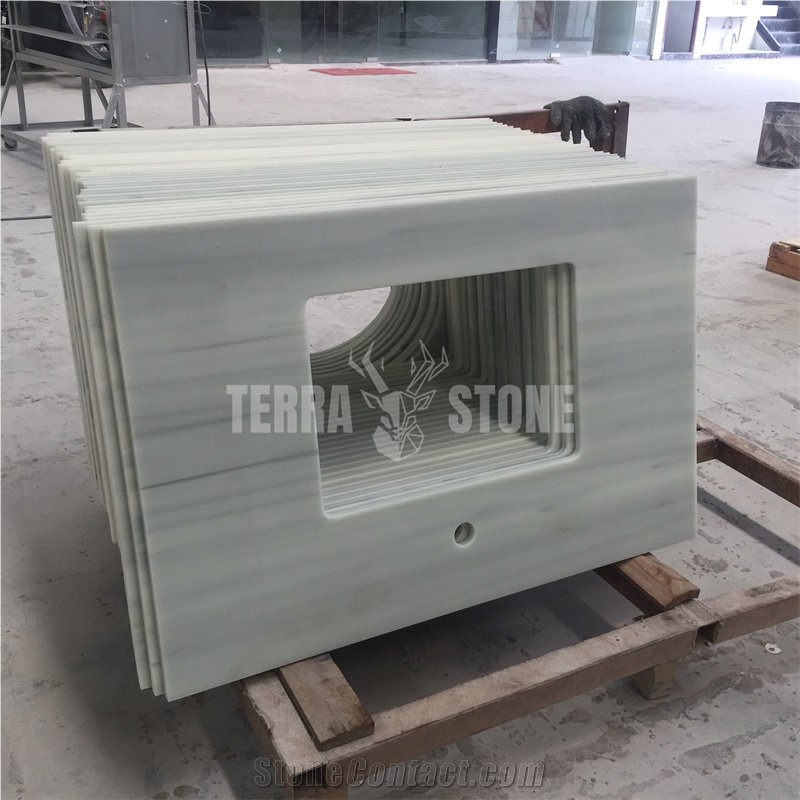 Nano Crystallized Glass Stone Double Sink Vanity Tops