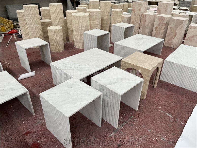 Carrara White Marble Custom Commercial Tables- Coffee Table Natural Stone