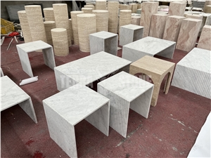 Carrara White Marble Custom Commercial Tables- Coffee Table Natural Stone