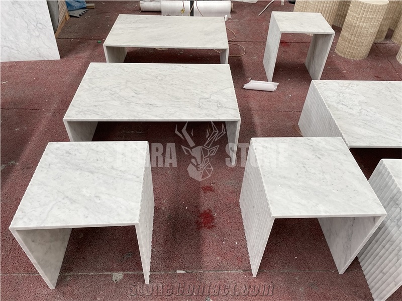 Carrara White Marble Custom Commercial Tables- Coffee Table Natural Stone