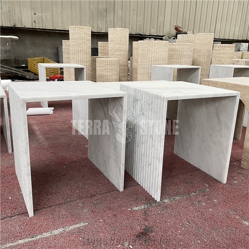 Carrara White Marble Custom Commercial Tables- Coffee Table Natural Stone