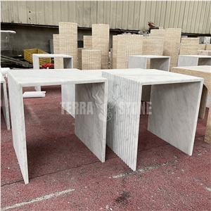 Carrara White Marble Custom Commercial Tables- Coffee Table Natural Stone