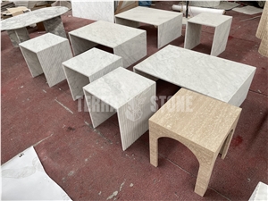 Carrara White Marble Custom Commercial Tables- Coffee Table Natural Stone