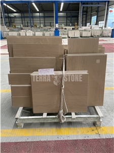 French Wooden Limestone Brown Stone Tiles Wall Cladding Tile