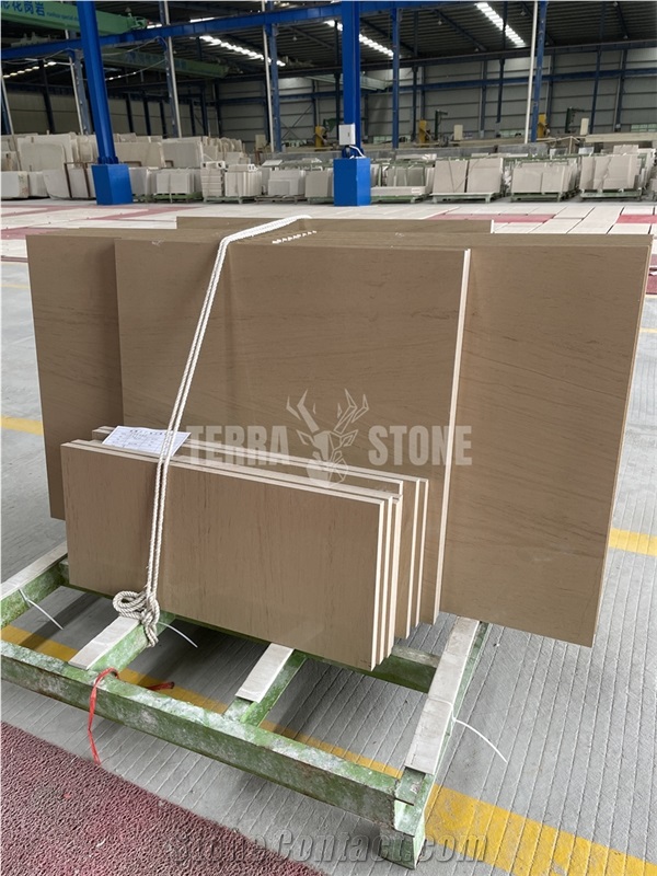 French Wooden Limestone Brown Stone Tiles Wall Cladding Tile