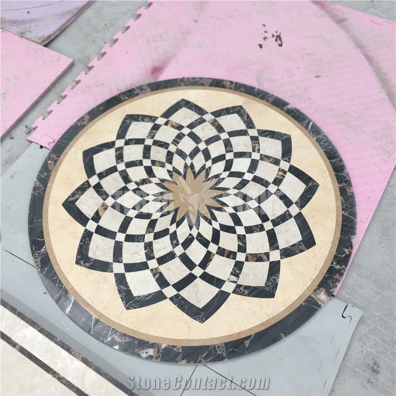 Marble Round Waterjet Medallion Carpet