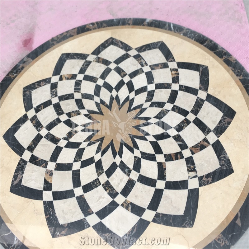 Marble Round Waterjet Medallion Carpet