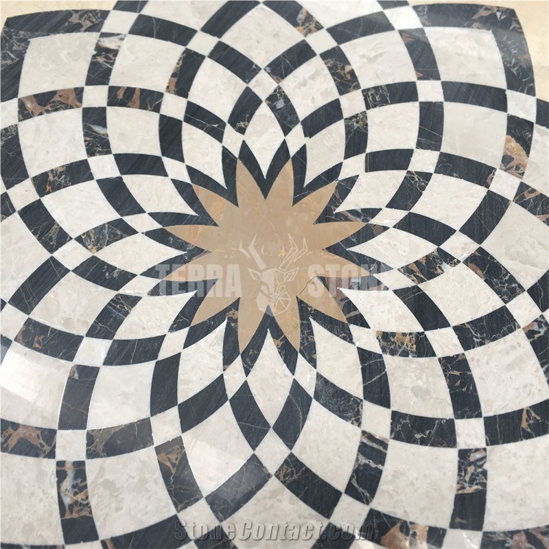 Marble Round Waterjet Medallion Carpet