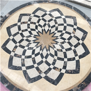 Marble Round Waterjet Medallion Carpet