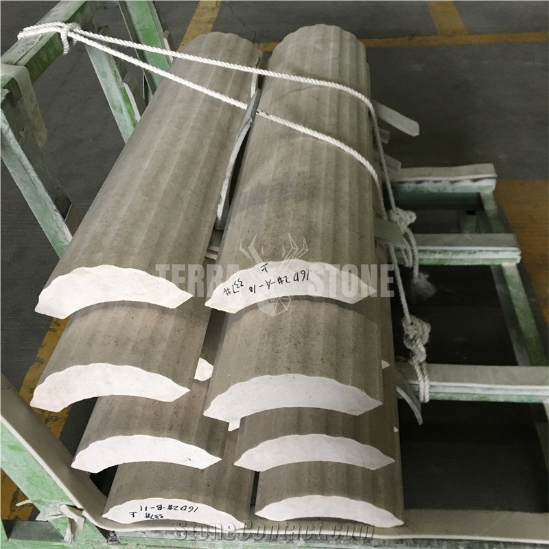 Natural Stone Carved Column Beige Outdoor Limestone Pillar