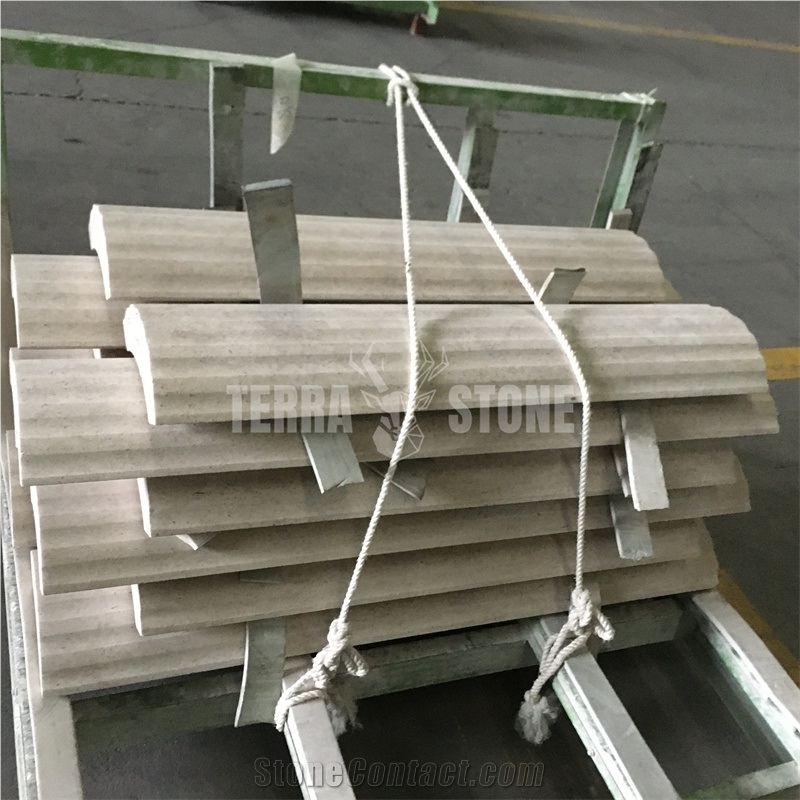 Natural Stone Carved Column Beige Outdoor Limestone Pillar
