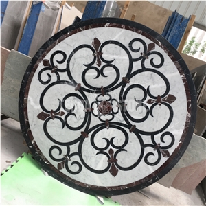 Nero Black And Carrara White Marble Round Medallion