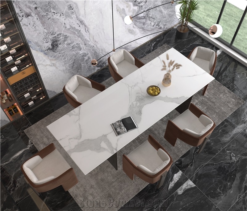 Arabescato Sintered Stone Dining Table BS-JS-MS762615W005Y