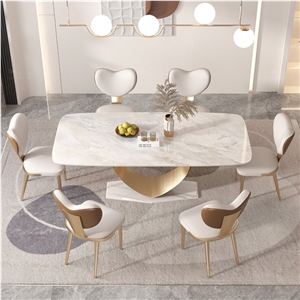 Classical Gold Time Sintered Stone Dining Table BS-JJ-189