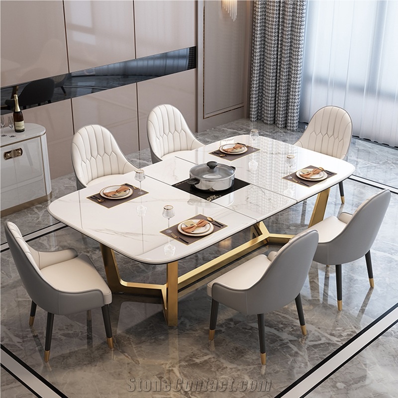 Fashion Fish Maw White Sintered Stone Dining Table BS-JJ-213