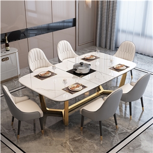 Fashion Fish Maw White Sintered Stone Dining Table BS-JJ-213