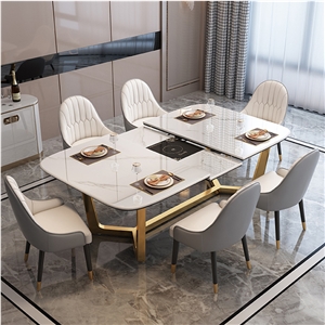 Fashion Fish Maw White Sintered Stone Dining Table BS-JJ-213