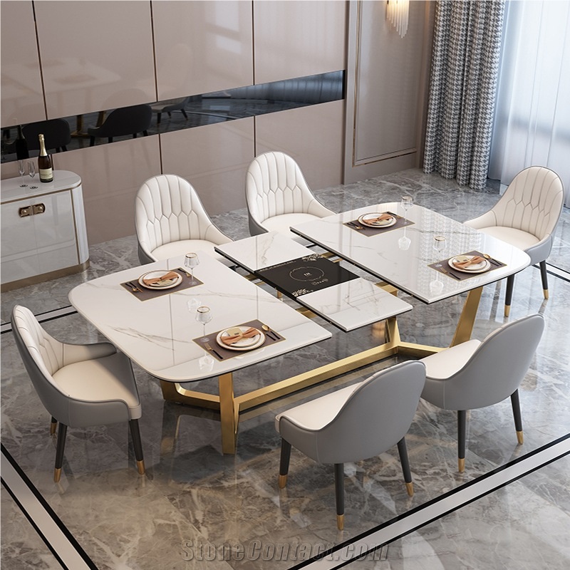 Fashion Fish Maw White Sintered Stone Dining Table BS-JJ-213