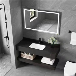 Lauren Black Sintered Stone Wash Basin BS-LSJ-XST04