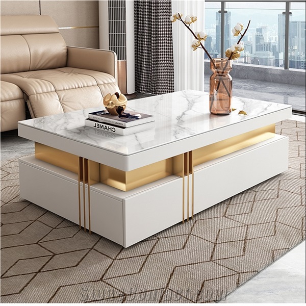 Polished Fish Maw White Sintered Stone Furniture BS-JJ-689