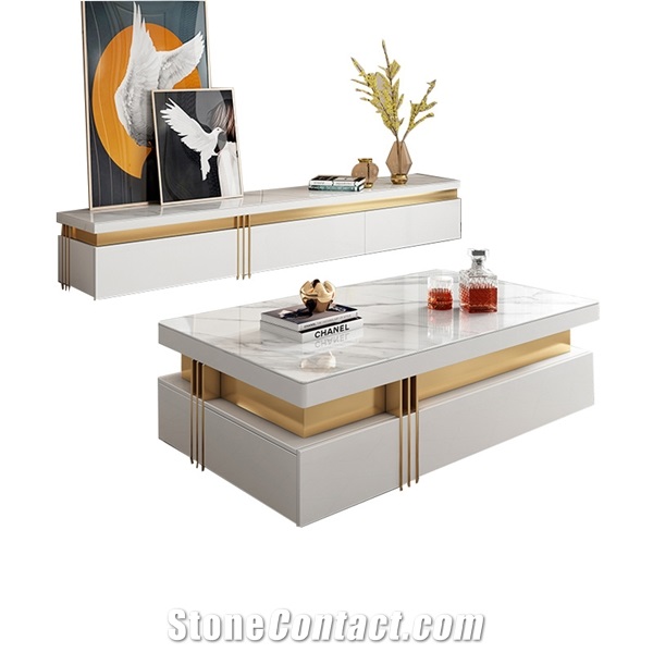 Polished Fish Maw White Sintered Stone Furniture BS-JJ-689
