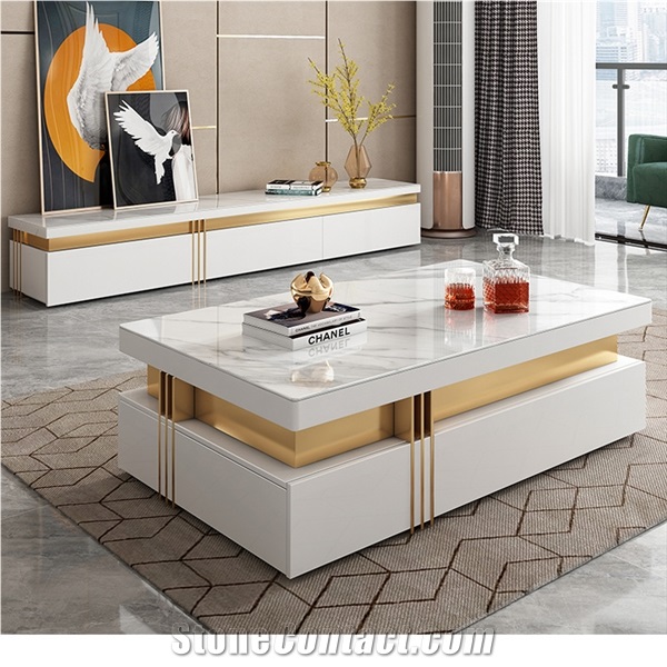 Polished Fish Maw White Sintered Stone Furniture BS-JJ-689