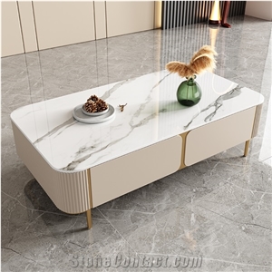 Polished Fish Maw White Sintered Stone Furniture BS-JJ-8862