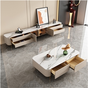 Polished Fish Maw White Sintered Stone Furniture BS-JJ-8862