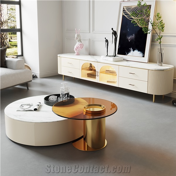 Polished Fish Maw White Sintered Stone Table Top BS-JJ-819