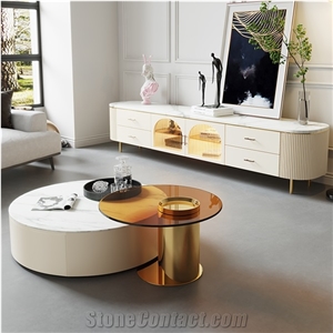Polished Fish Maw White Sintered Stone Table Top BS-JJ-819