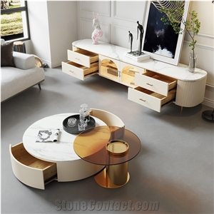 Polished Fish Maw White Sintered Stone Table Top BS-JJ-819