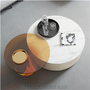 Polished Fish Maw White Sintered Stone Table Top BS-JJ-819