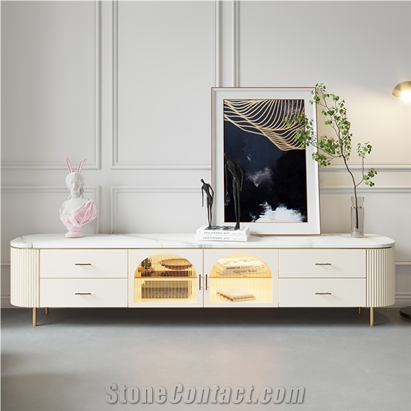 Polished Fish Maw White Sintered Stone Table Top BS-JJ-819