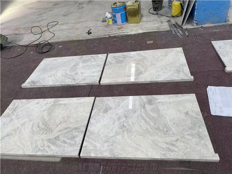 Albert White Marble Ceramic Laminated Tile Abbott White
