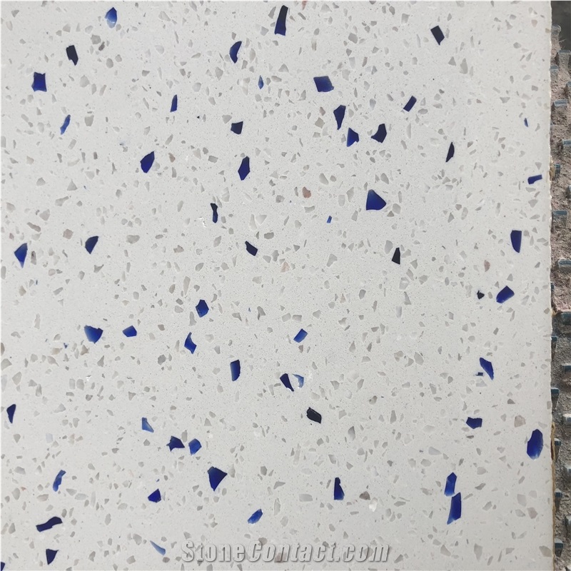 Diamond Blue Terrazzo White Terrazzo With Blue& White Chips
