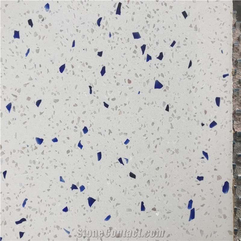 Diamond Blue Terrazzo White Terrazzo With Blue& White Chips