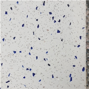 Diamond Blue Terrazzo White Terrazzo With Blue& White Chips