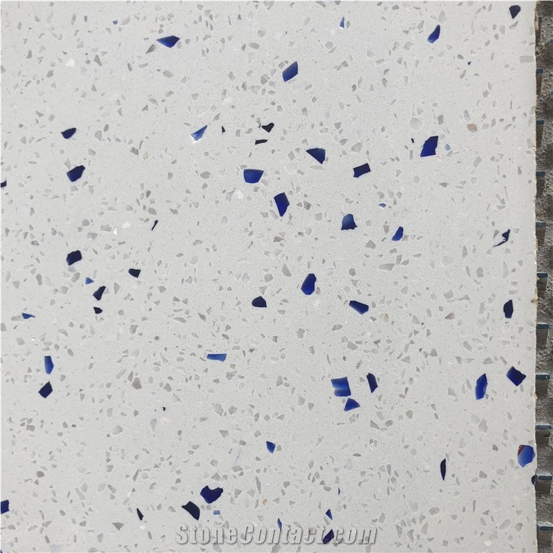Diamond Blue Terrazzo White Terrazzo With Blue& White Chips