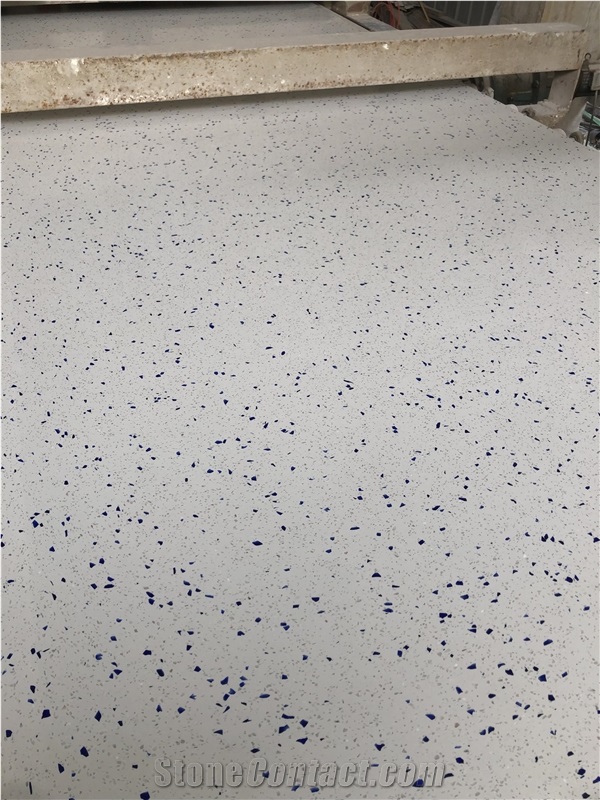 Diamond Blue Terrazzo White Terrazzo With Blue& White Chips