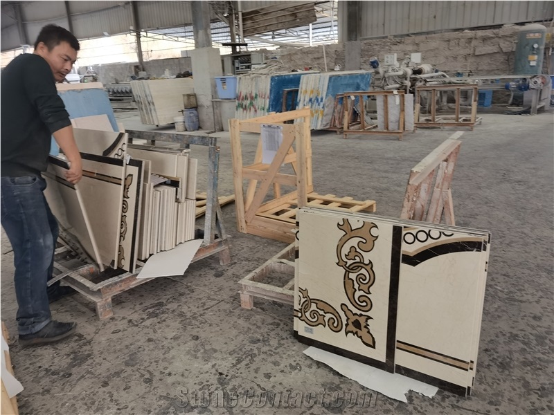 Waterjet Pattern Marble With Ceramic Backer Composite Marble