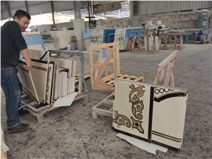 Waterjet Pattern Marble With Ceramic Backer Composite Marble