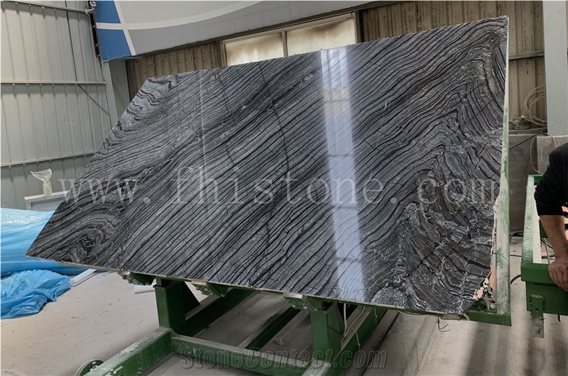 Antique Wood Marble Ancient Wood Silver Brown Wave Bookmatch