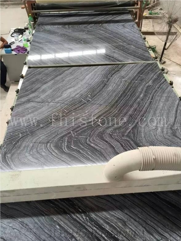 Antique Wood Marble Ancient Wood Silver Wave Book Match Slab