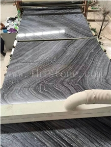 Antique Wood Marble Ancient Wood Silver Wave Book Match Slab