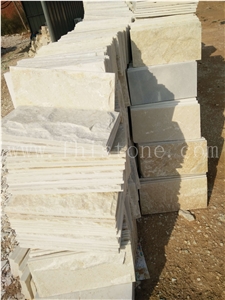 China Golden White Quartzite Split Face Wall Tile