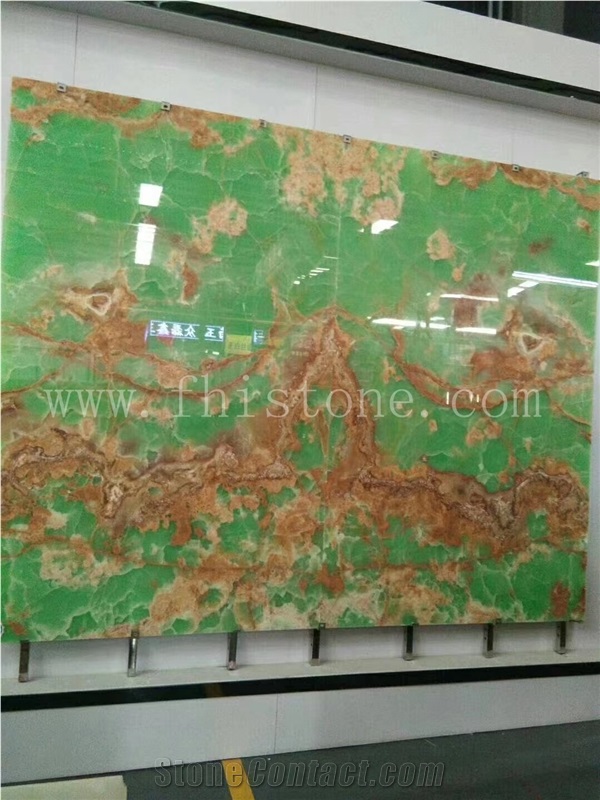 Green Onyx Light Transmitting Transparent Slab Bookmatch