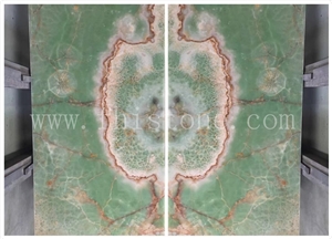 Green Onyx Light Transmitting Transparent Slab Bookmatch