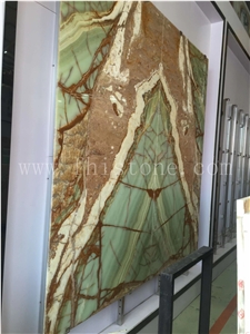 Green Onyx Light Transmitting Transparent Slab Bookmatch