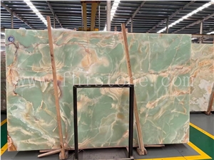 Green Onyx Light Transmitting Transparent Slab Bookmatch